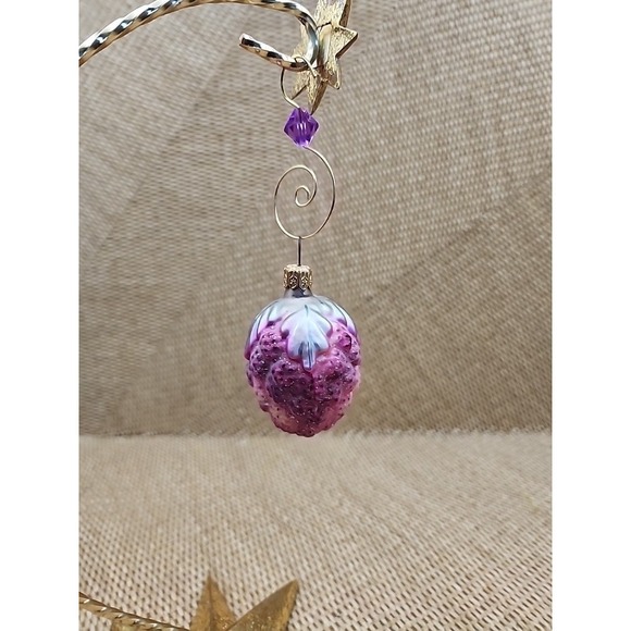 Vintage‎ Christopher Radko Pink Purple Berry Frosted Fruit Blown Glass Ornament - Picture 3 of 6